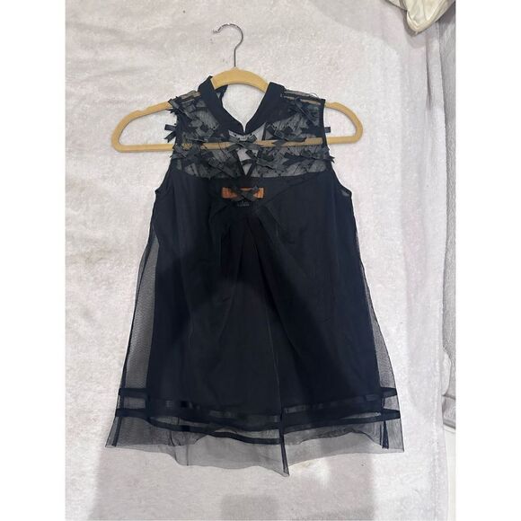 CYNTHIA STEFFE size 2 women’s black top with bows - Picture 1 of 6